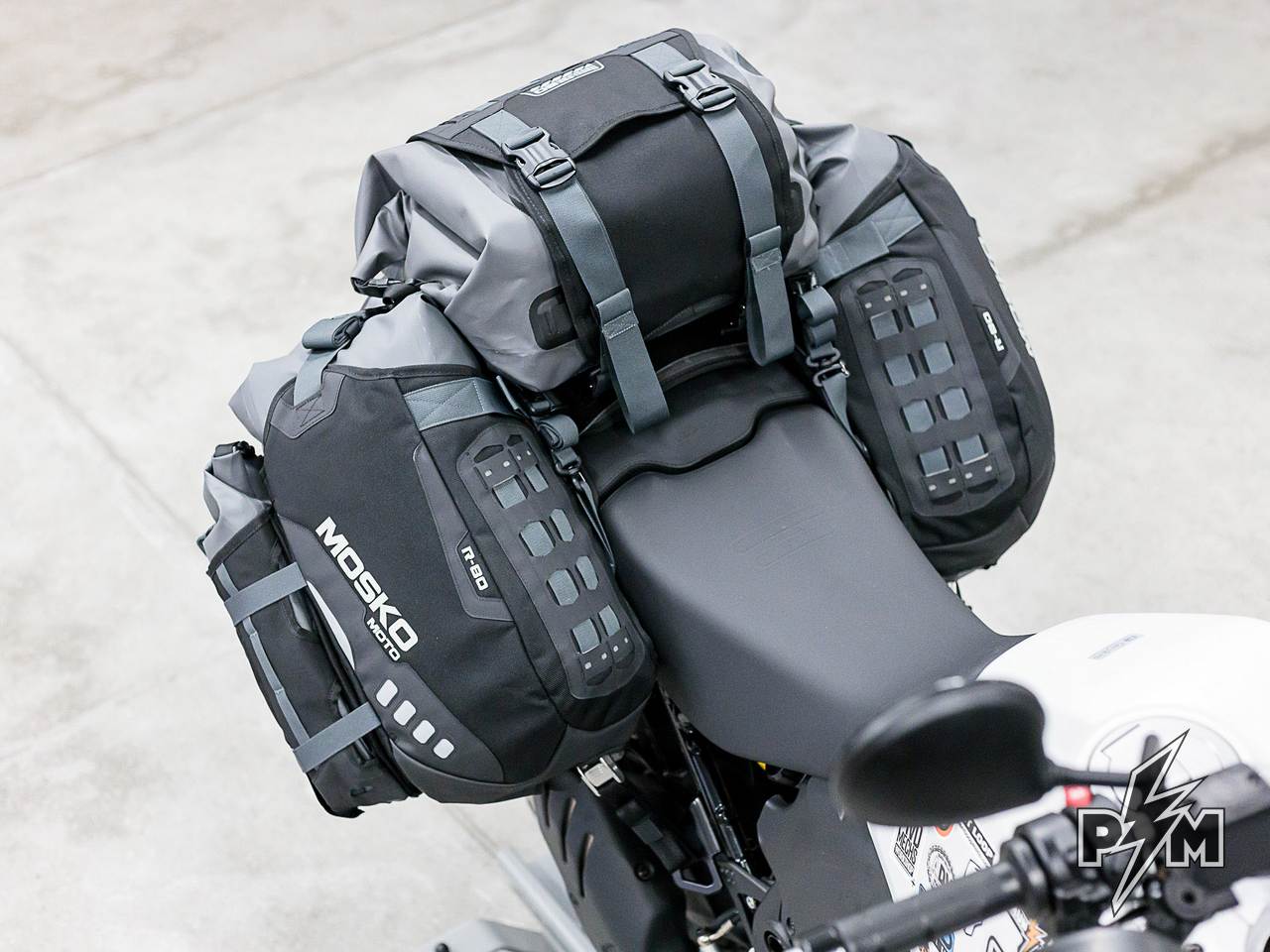 Perun moto Ducati Desertx Top luggage rack, Side carriers & Tie-down brackets with Mosko moto Reckless 80