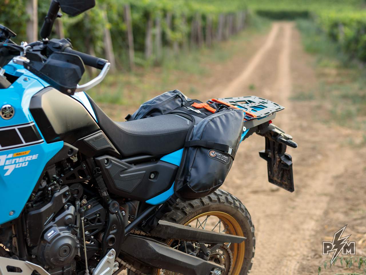 Perun moto Yamaha Tenere 700 Top luggage rack & Tie-down brackets with Giant Loop Mojavi saddlebags