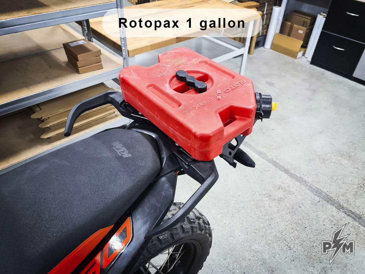 Perun moto Billet top rack Large for KTM 790 & 890 Adventure with Rotopax 1 gallon fuel canister