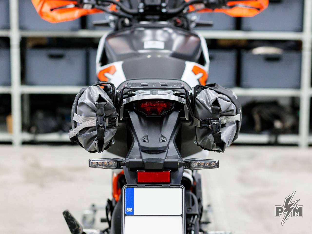 Perun Moto KTM 390 Adventure R or X / Enduro 390 AuxPox supports rear view with bags installed