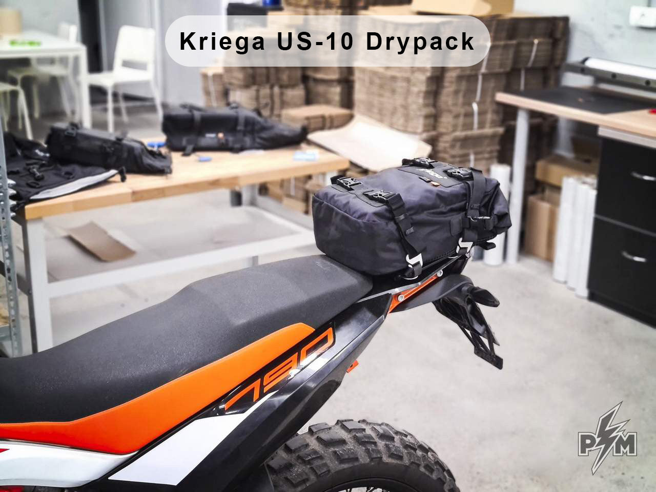 Perun moto Billet Top Rack Small for KTM 790 and 890 Adventure - with Kriega US-10 Drypack mounted