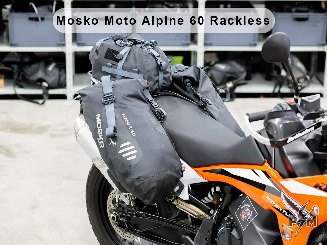 Perun moto Billet Top Rack Small for KTM 790 and 890 Adventure - With Mosko Moto Alpine 60 rackless installed with the Gnoblin
