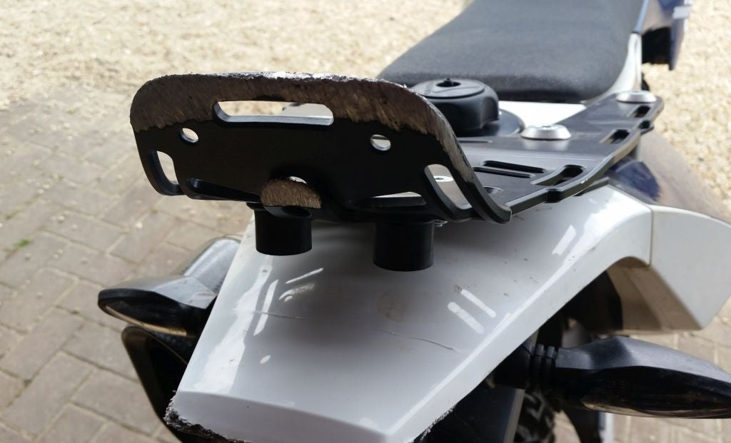 Perun moto Husqvarna 701 Luggage rack - after wheelie gone wrong