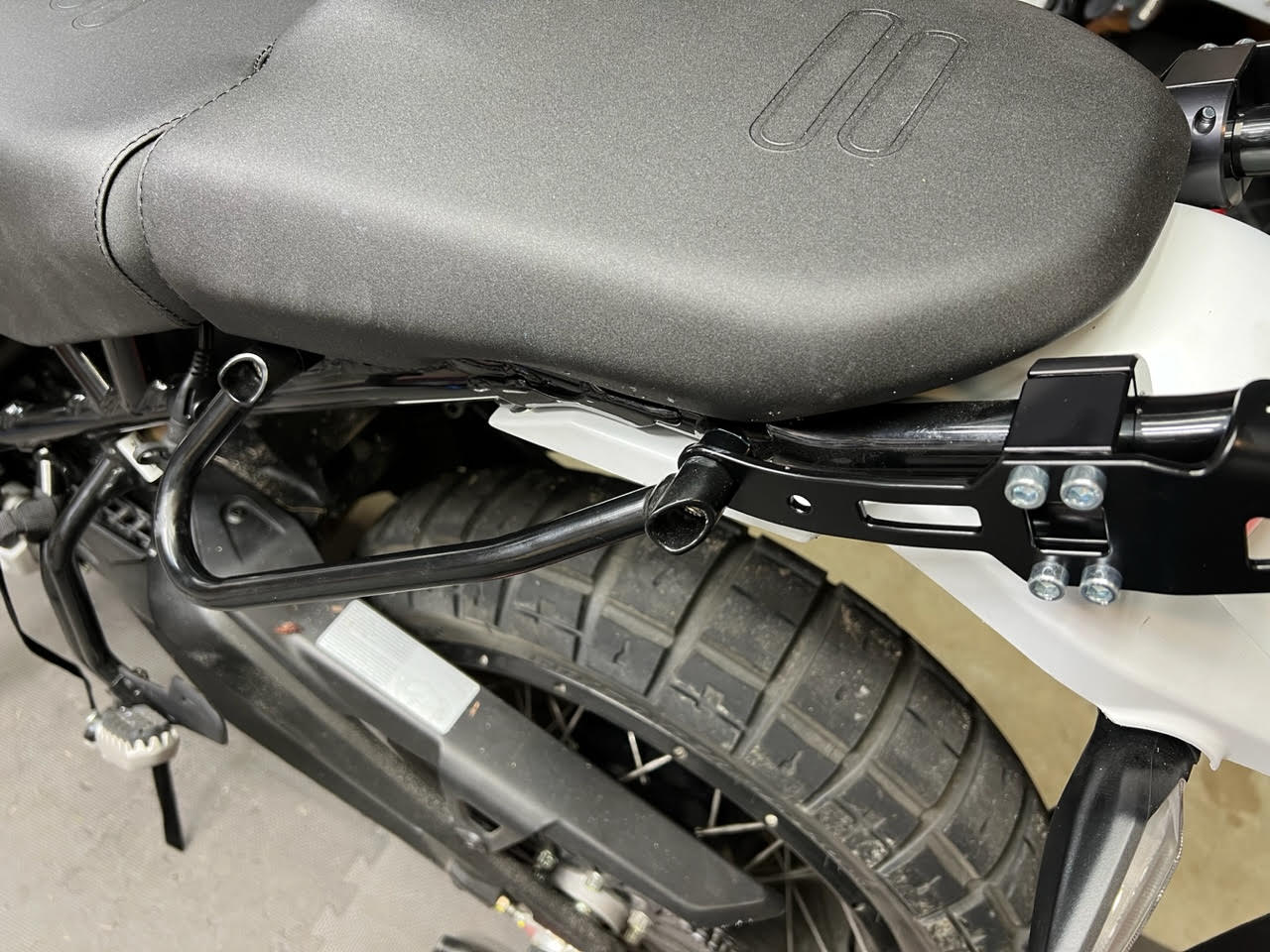 OEM mini side racks with Perun moto DesertX Top luggage rack