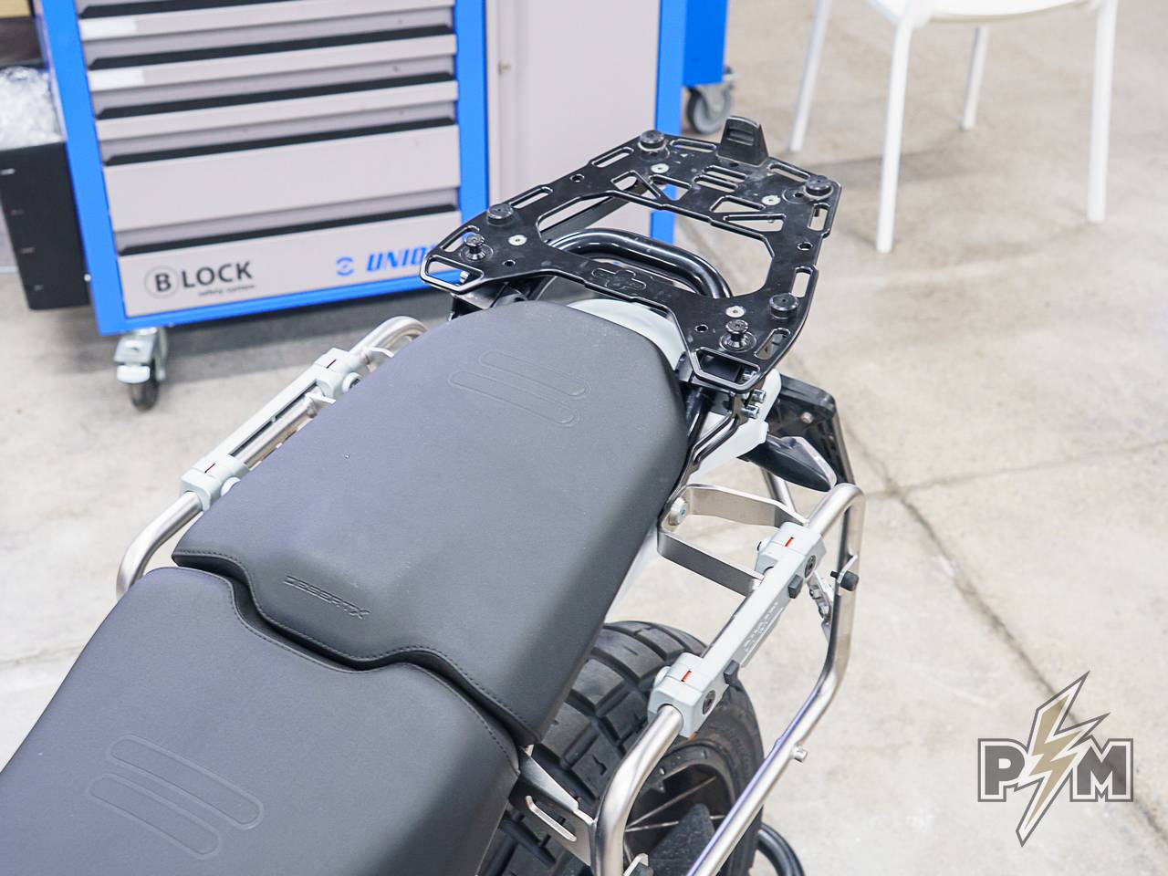 Ducati DesertX Top luggage rack and OEM pannier racks - Perunmoto