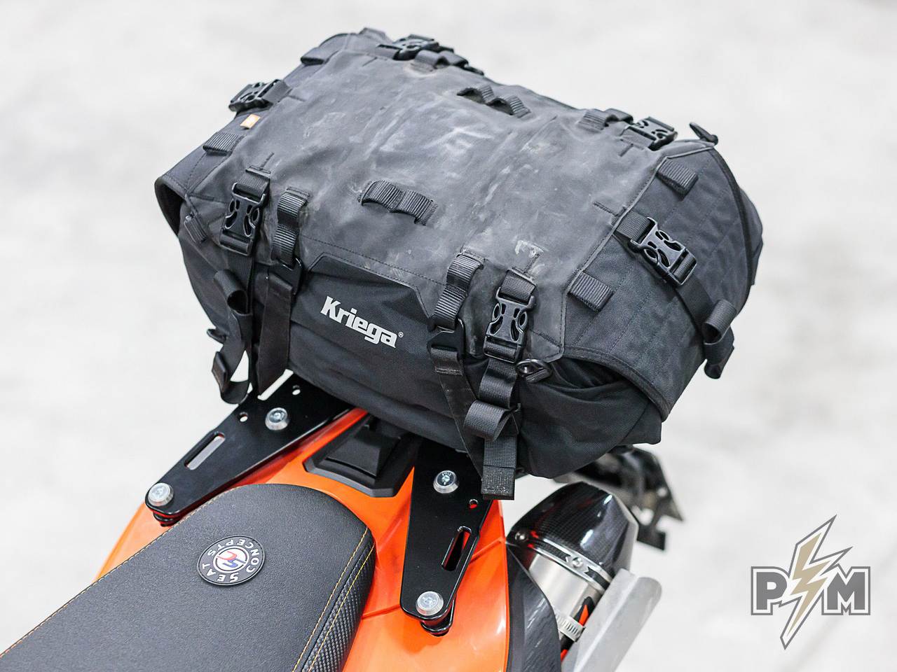 Perun moto KTM 690 Luggage rack & Extension plate with Kriega US-40 Rackpack
