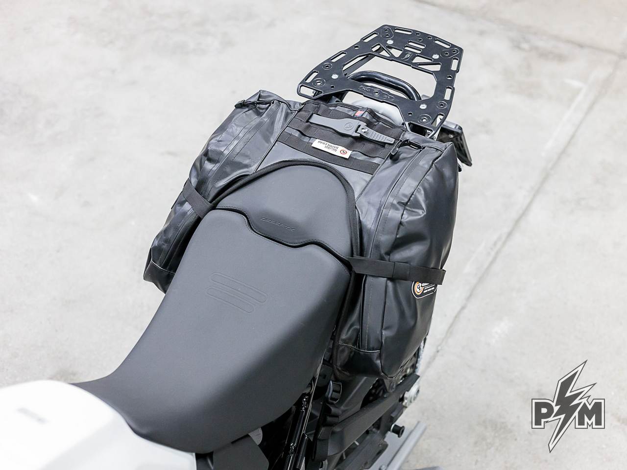 Perun Moto Ducati DesertX Top luggage rack & Tie-down brackets with Giant Loop Mojavi