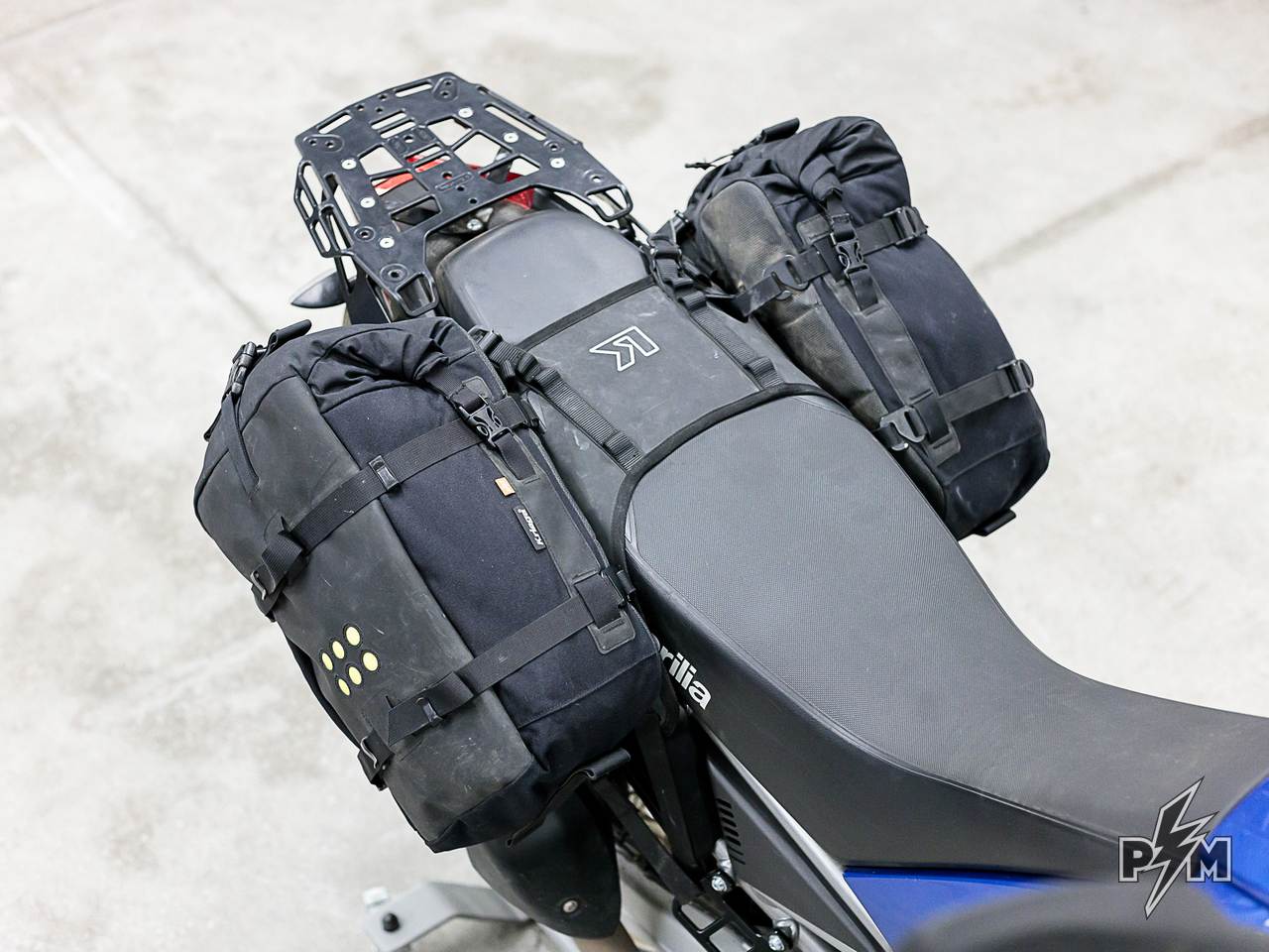 Kriega OS base, OS-18 & US-40 Rackpack on Aprilia Tuareg 660