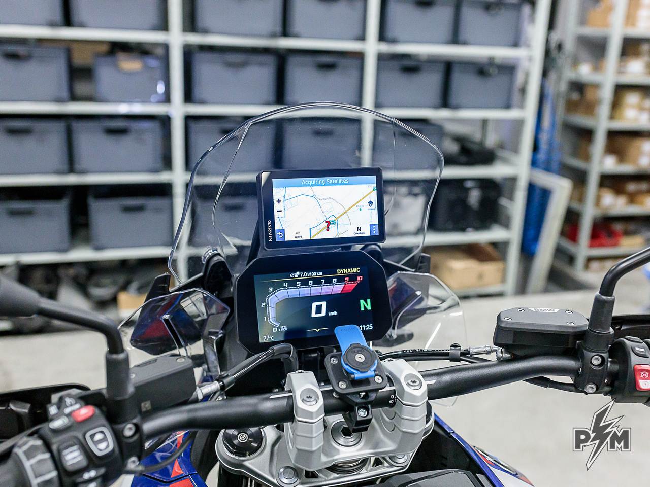 Perun moto R12 Bar clamp AMPS BMW R1300GS with Garmin Zumo XT 1