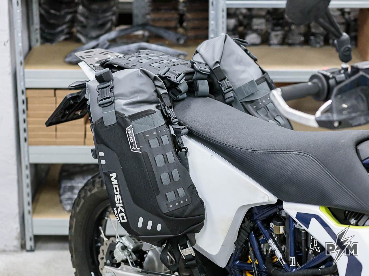 Perun moto Husqvarna 701 Enduro Luggage rack & Tie-down brackets with Mosko moto Reckless 40