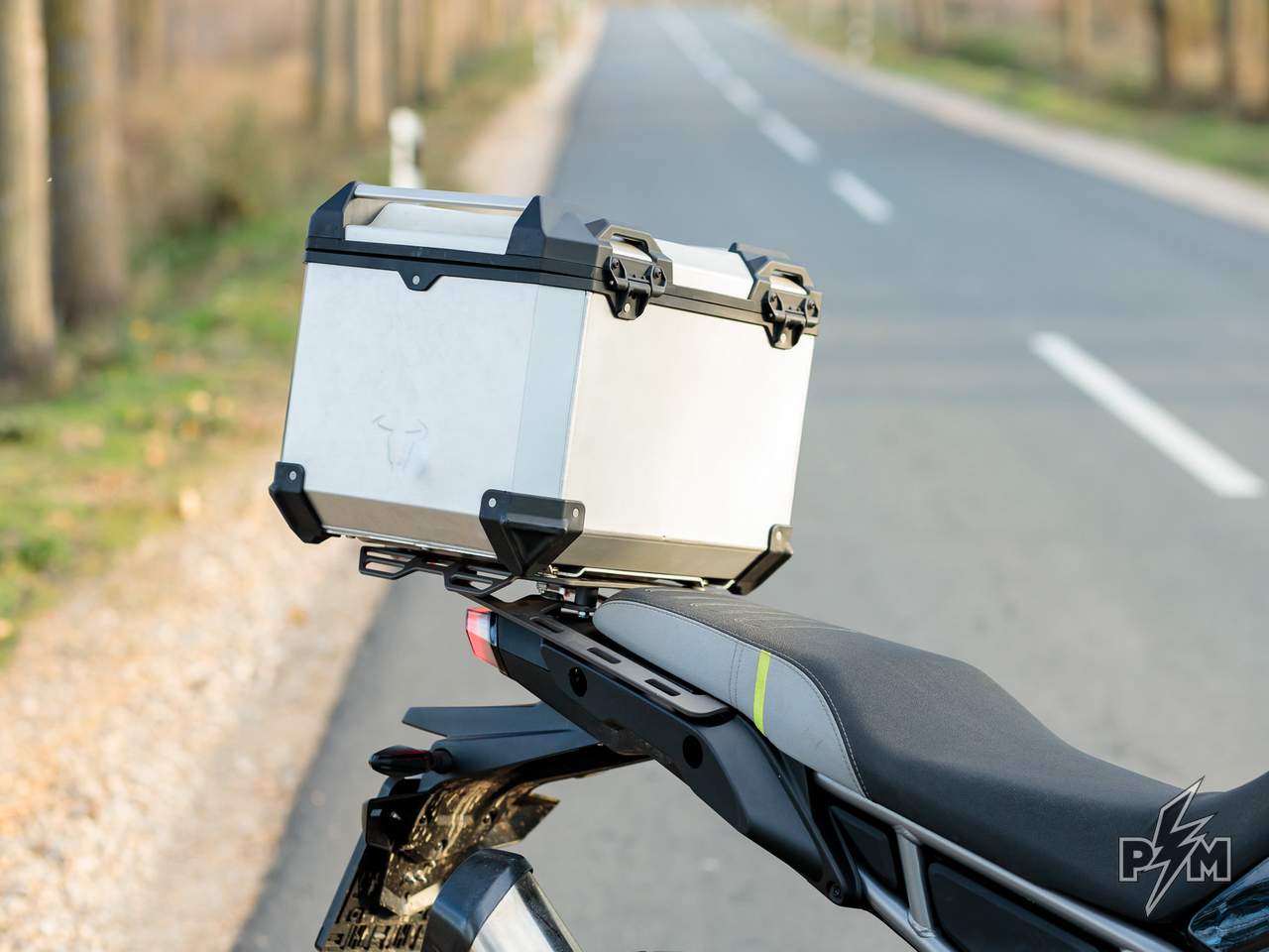 Perun moto top luggage rack for CF-Moto 450MT Ibex 450 with SW-Motech Trax ADV aluminum top case