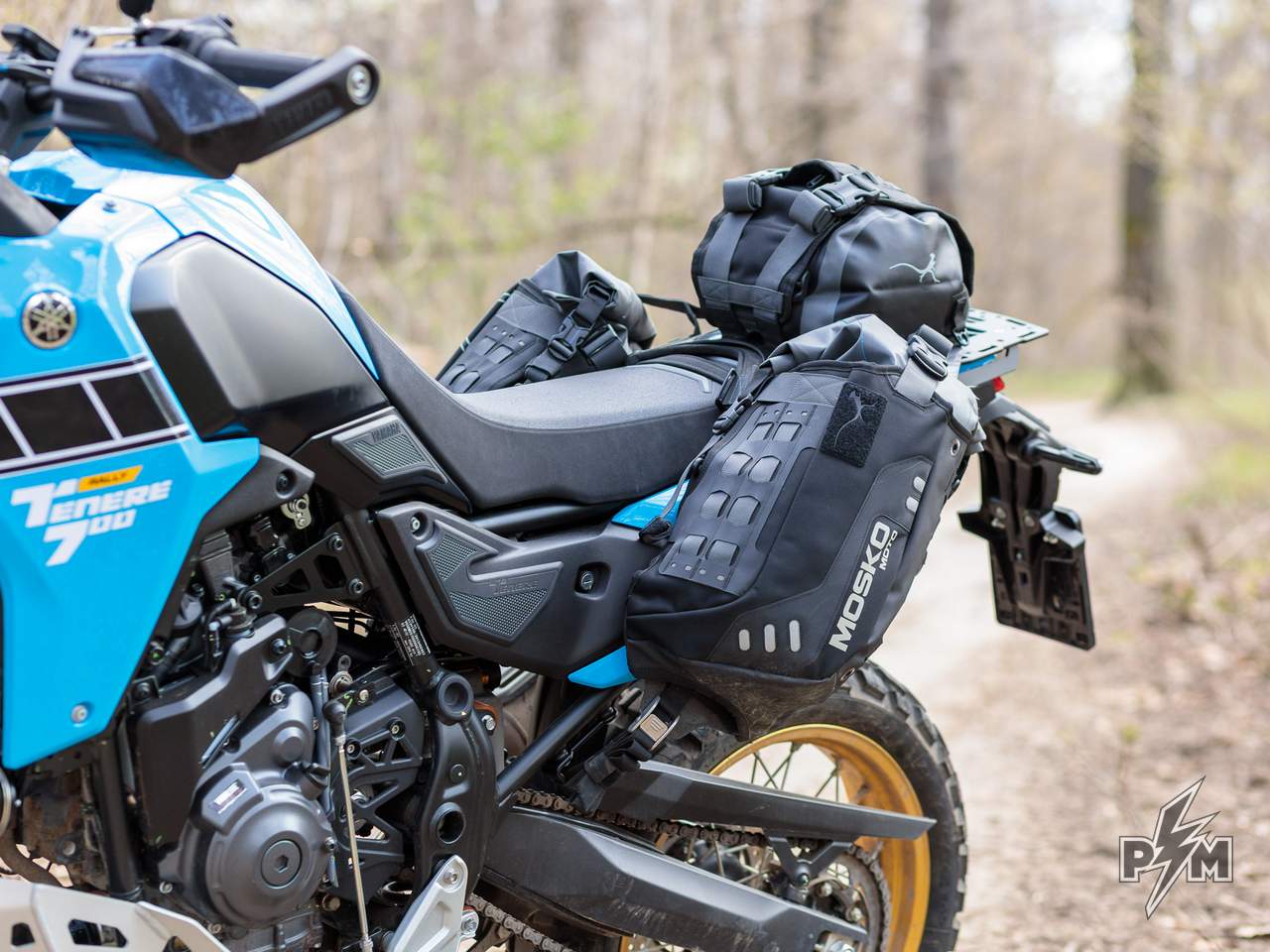 Perun moto Top luggage rack Gen2 & Tie-down brackets for Yamaha Tenere 700 with Mosko moto Reckless 40 and Gnoblin