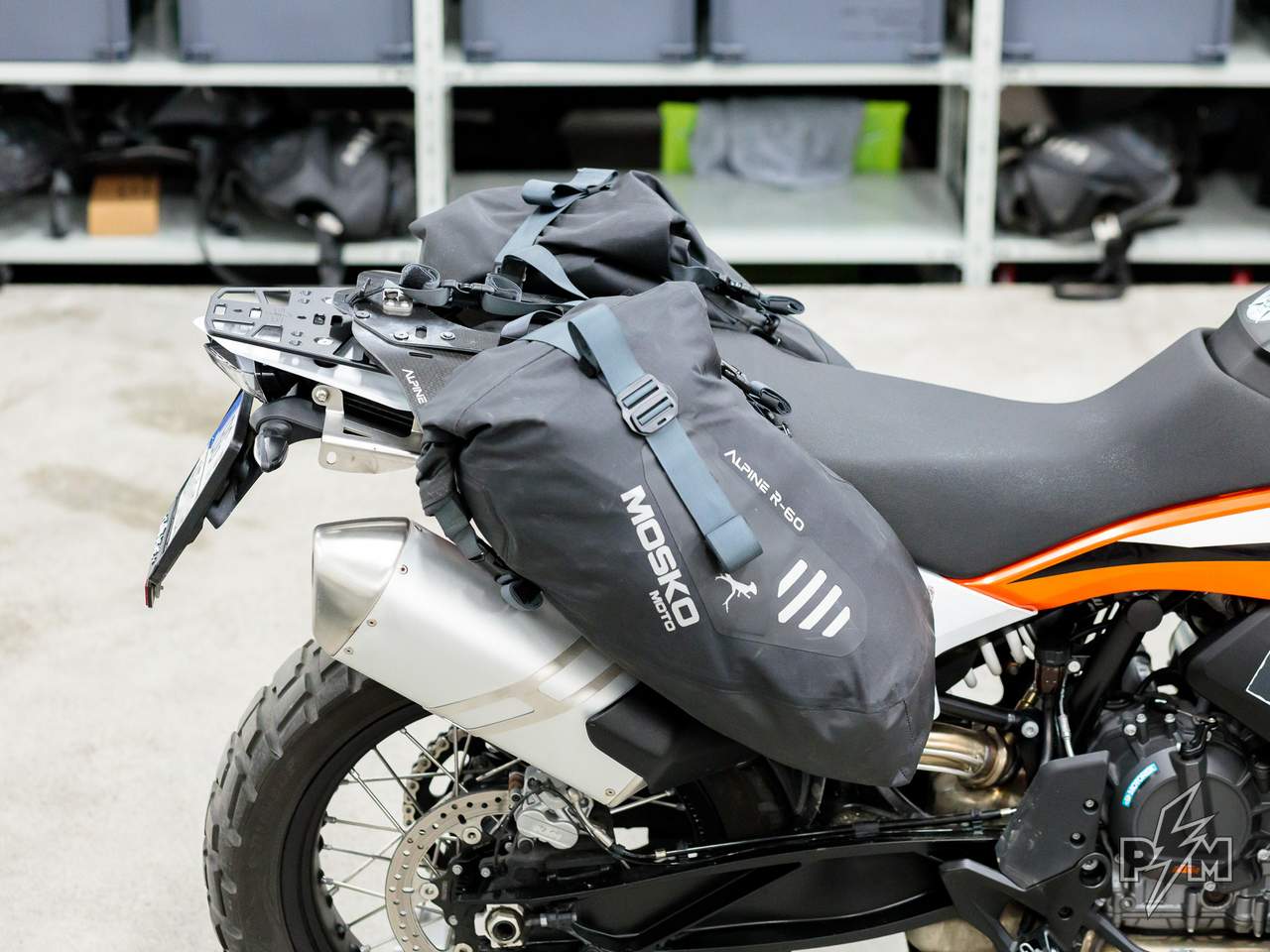 perun moto billet rack small for KTM 790 & 890 Adventure with Mosko Alpine 60 and Gnoblin
