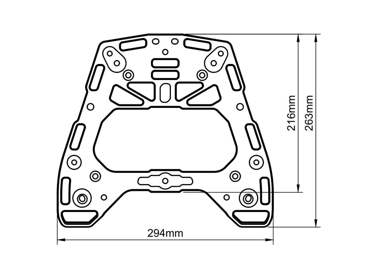 Perun moto Ducati DesertX Top luggage rack - dimensions