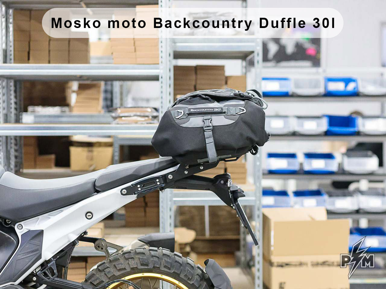 Perun moto R1300GS Top luggage rack - Sport with Mosko moto Backcountry Duffle