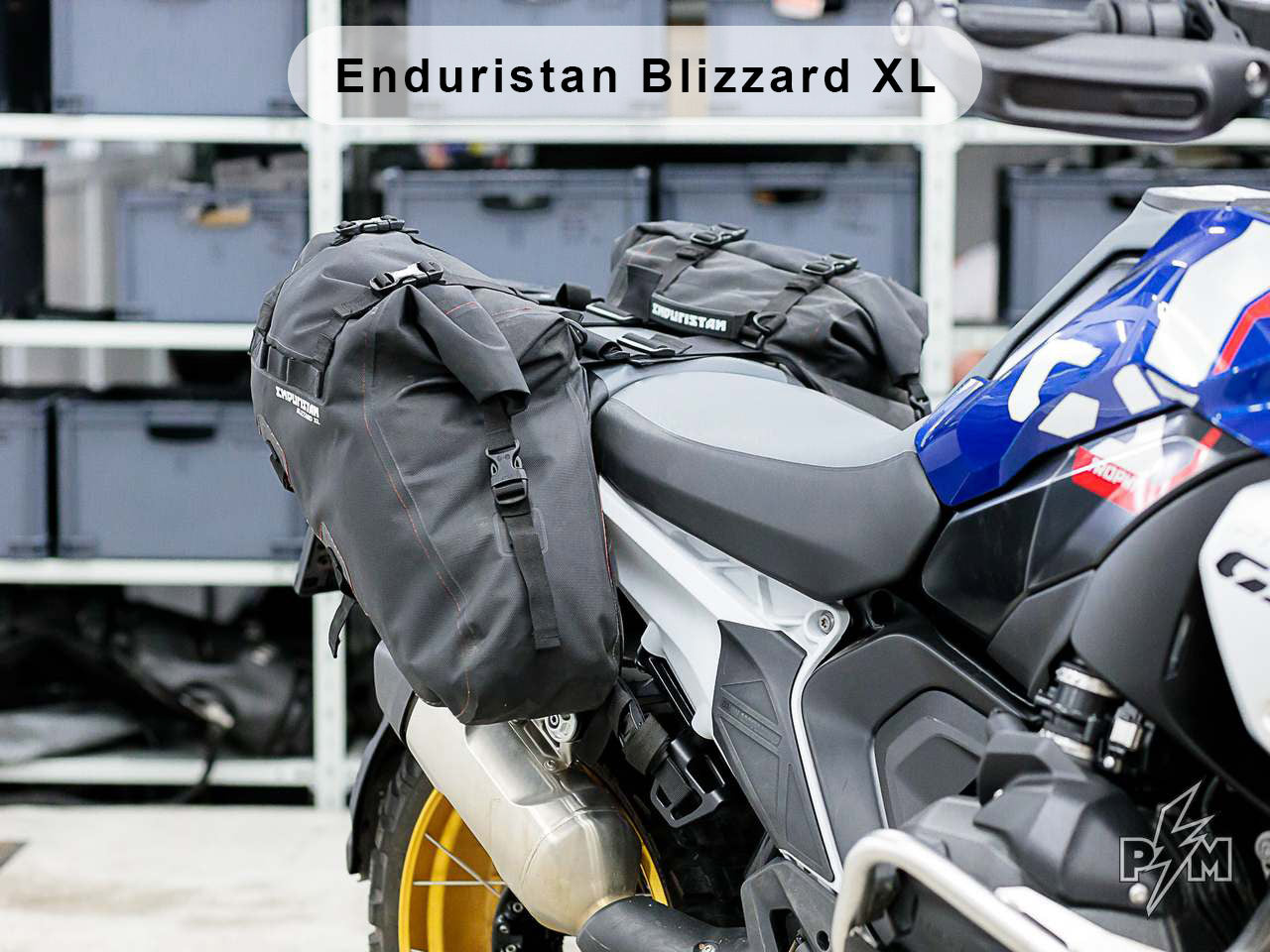 Perun moto R1300GS Top luggage rack - Sport with Enduristan Blizzard XL