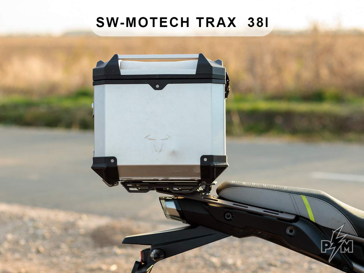 Perun moto CF-Moto MT 450 / IBEX Top luggage rack with SW-Motech Trax ADV 38l aluminum top case
