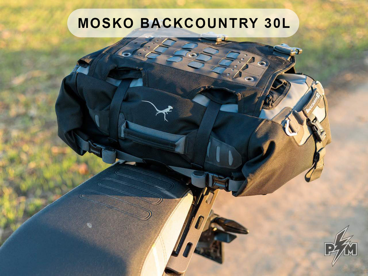 Perun moto CF-Moto MT 450 / IBEX Top luggage rack with Mosko moto 30l Backcountry duffle