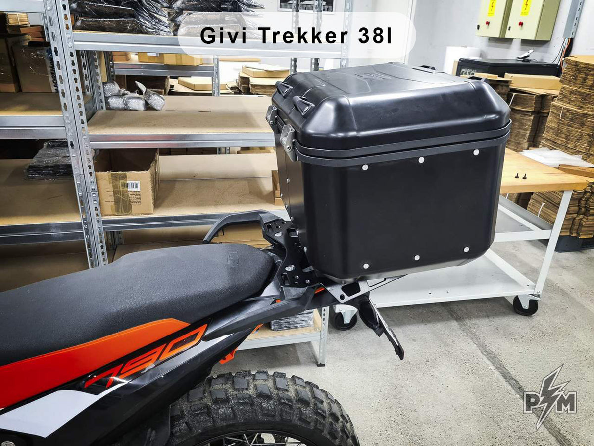 Perun moto Billet top rack Large for KTM 790 &amp; 890 Adventure with Givi Trekker 38 liter aluminum top case