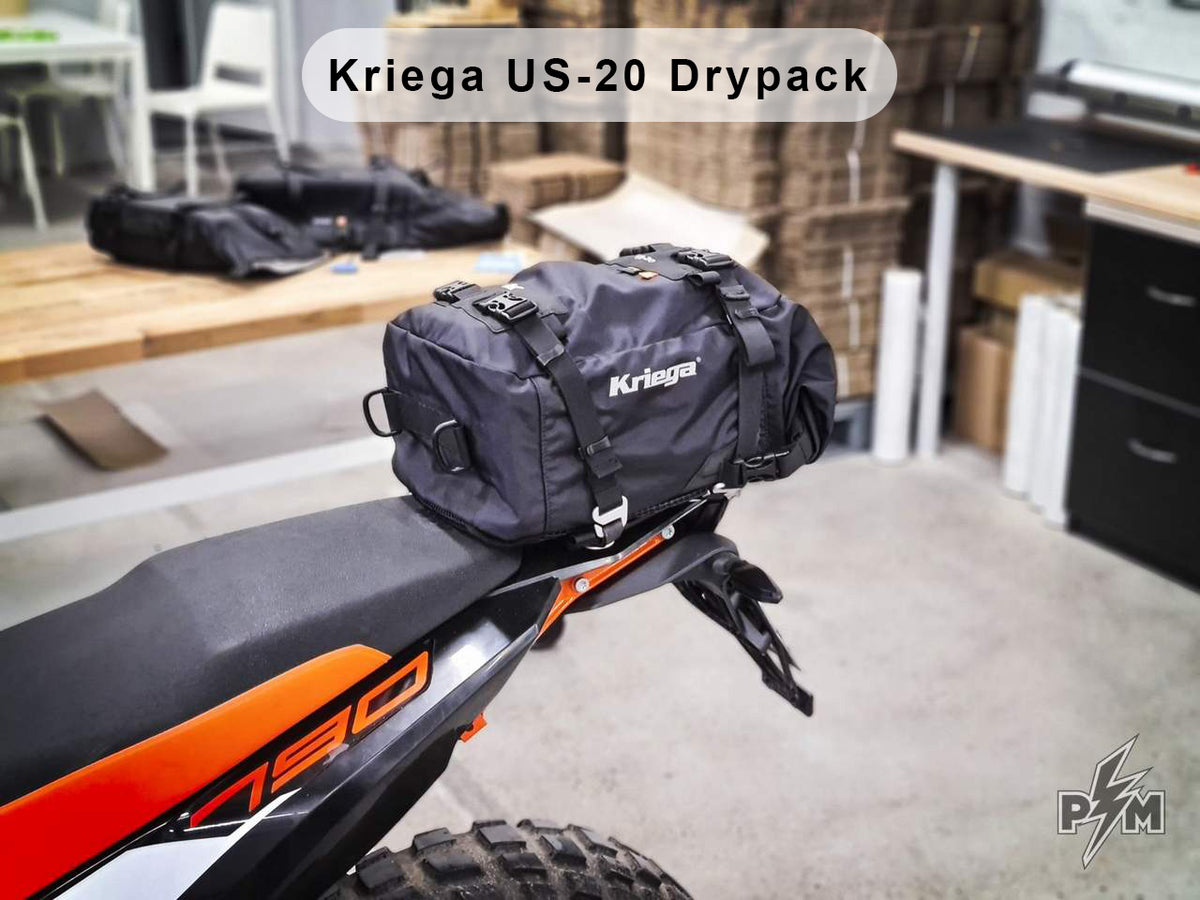 Perun moto Billet Top Rack Small for KTM 790 and 890 Adventure - with Kriega US-20 Drypack mounted