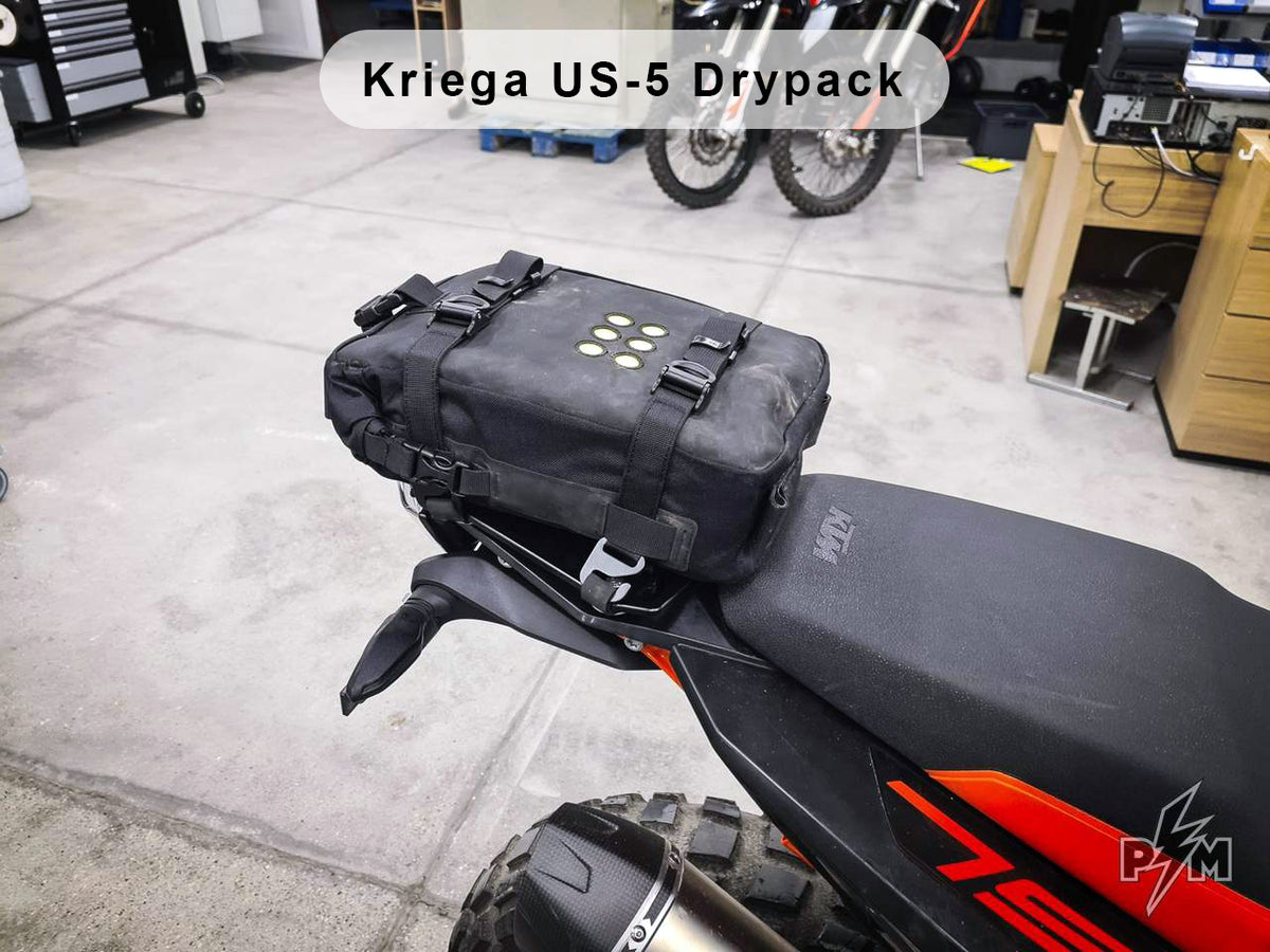 Perun moto Billet Top Rack Small for KTM 790 and 890 Adventure - with Kriega US-5 Drypack tail bag