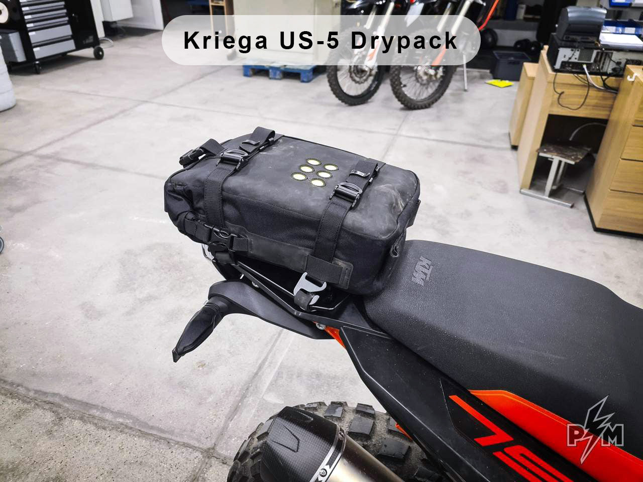 Perun moto Billet Top Rack Small for KTM 790 and 890 Adventure - with Kriega US-5 Drypack tail bag