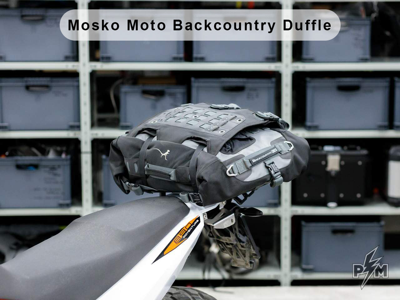 Perun moto Billet top rack Large for KTM 790 & 890 Adventure with Mosko moto 30 liter Backcountry Duffle bag