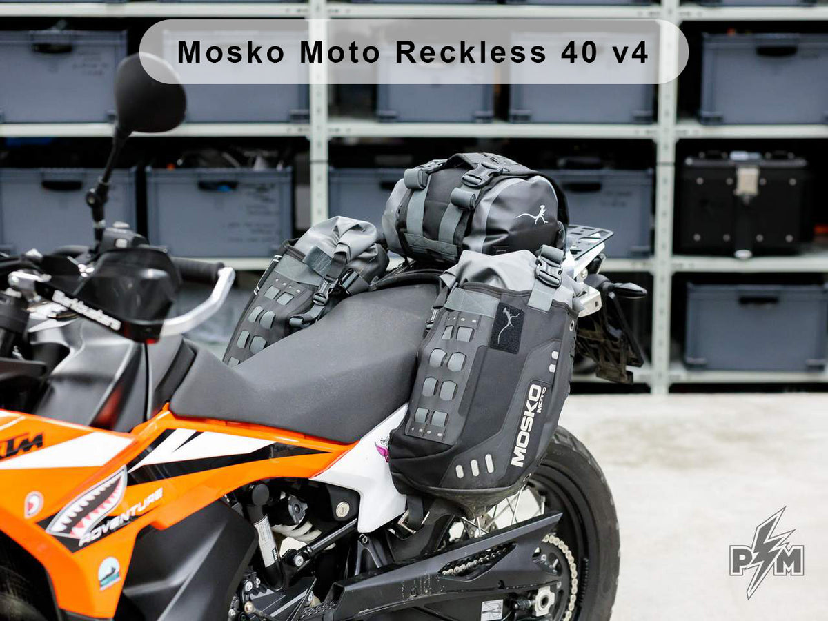 Perun moto Billet Top Rack Small for KTM 790 and 890 Adventure - With Mosko Moto Reckless 40 v4 installed with the Gnoblin quick mounting system
