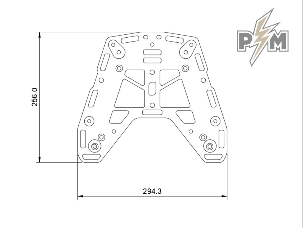 Perun moto Yamaha Tenere 700 Top luggage rack - dimensions